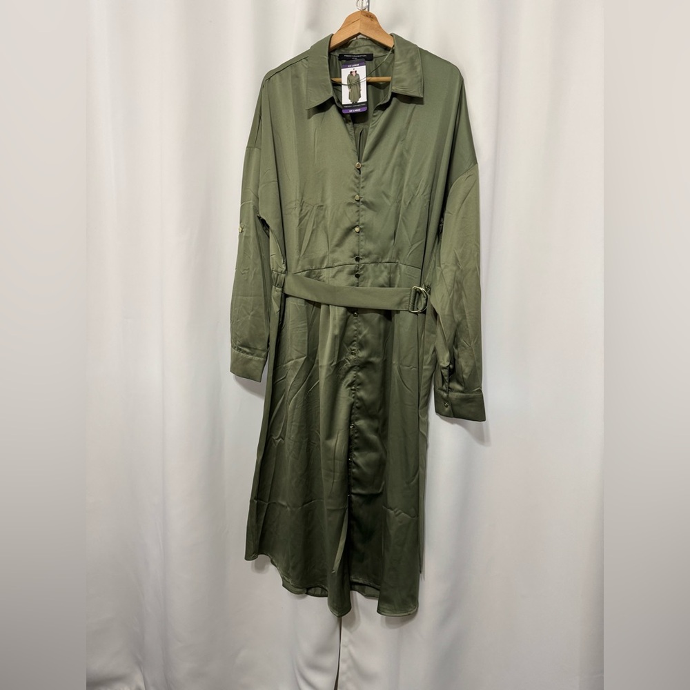 French Connection Sage Green Long Sleeve‎ Dress Size: XXL - Picture 9 of 9